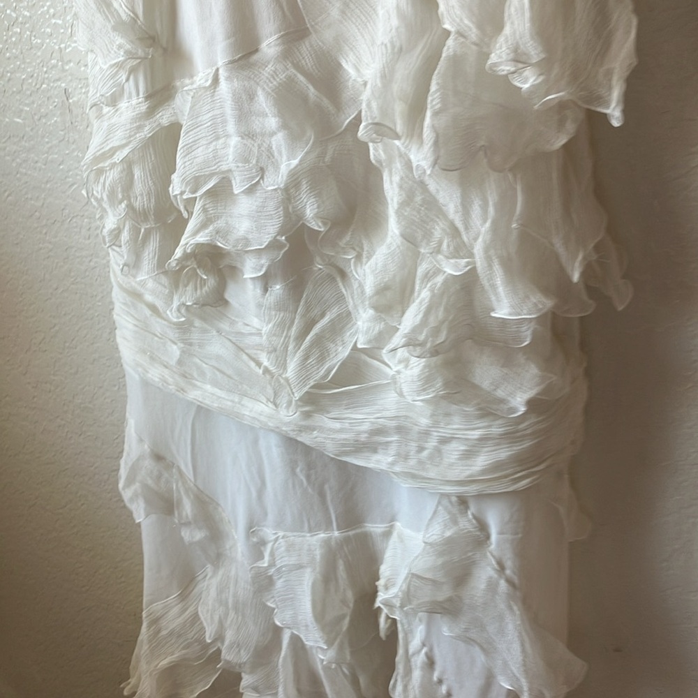 John Galliano 100% Silk White w. Sparkle Ruffle Maxi Dress PRICE FIXED women 4 - Picture 6 of 17